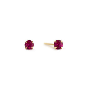 Small Stud Earrings featuring Birthstone (Ruby)