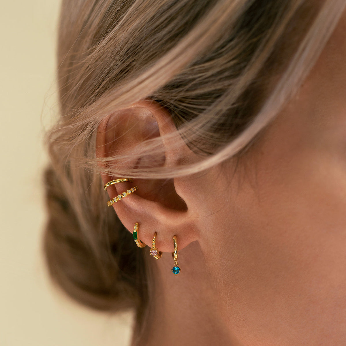 Baguette Gemstone Huggie Earrings