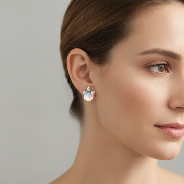 Pegah - Silver Unicorn Stone Earrings