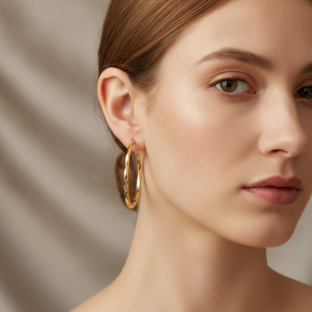 Enola – Vintage Hoop Earrings in Pink Gold