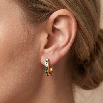 Christine – Gold Earrings Featuring Emerald and Diamond