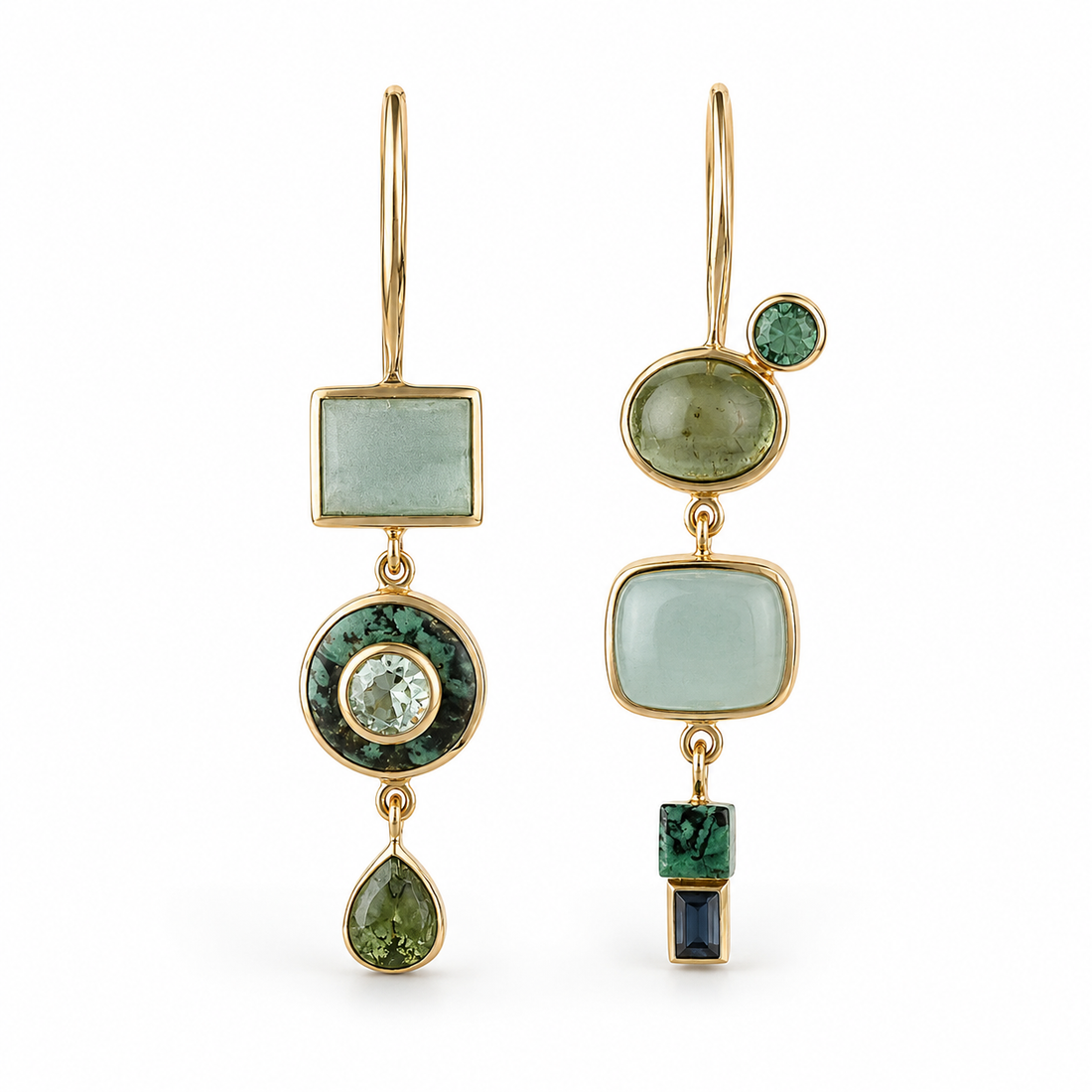 Nerida – Vintage Hanging Green Earrings