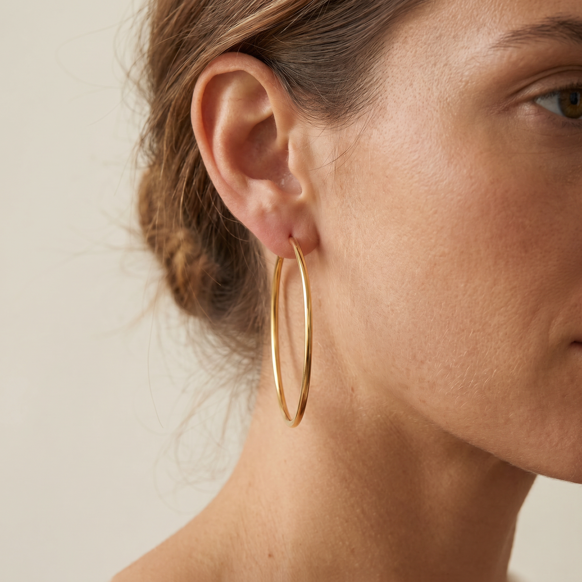Bella - Large Slim Gold Hoop Earrings