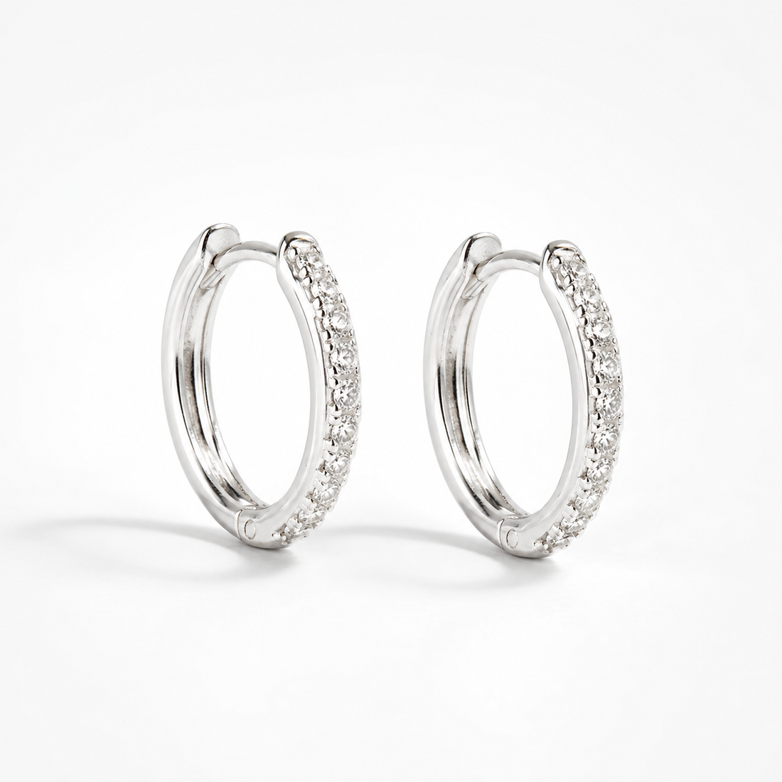 Manda - Small Pave Silver Huggies