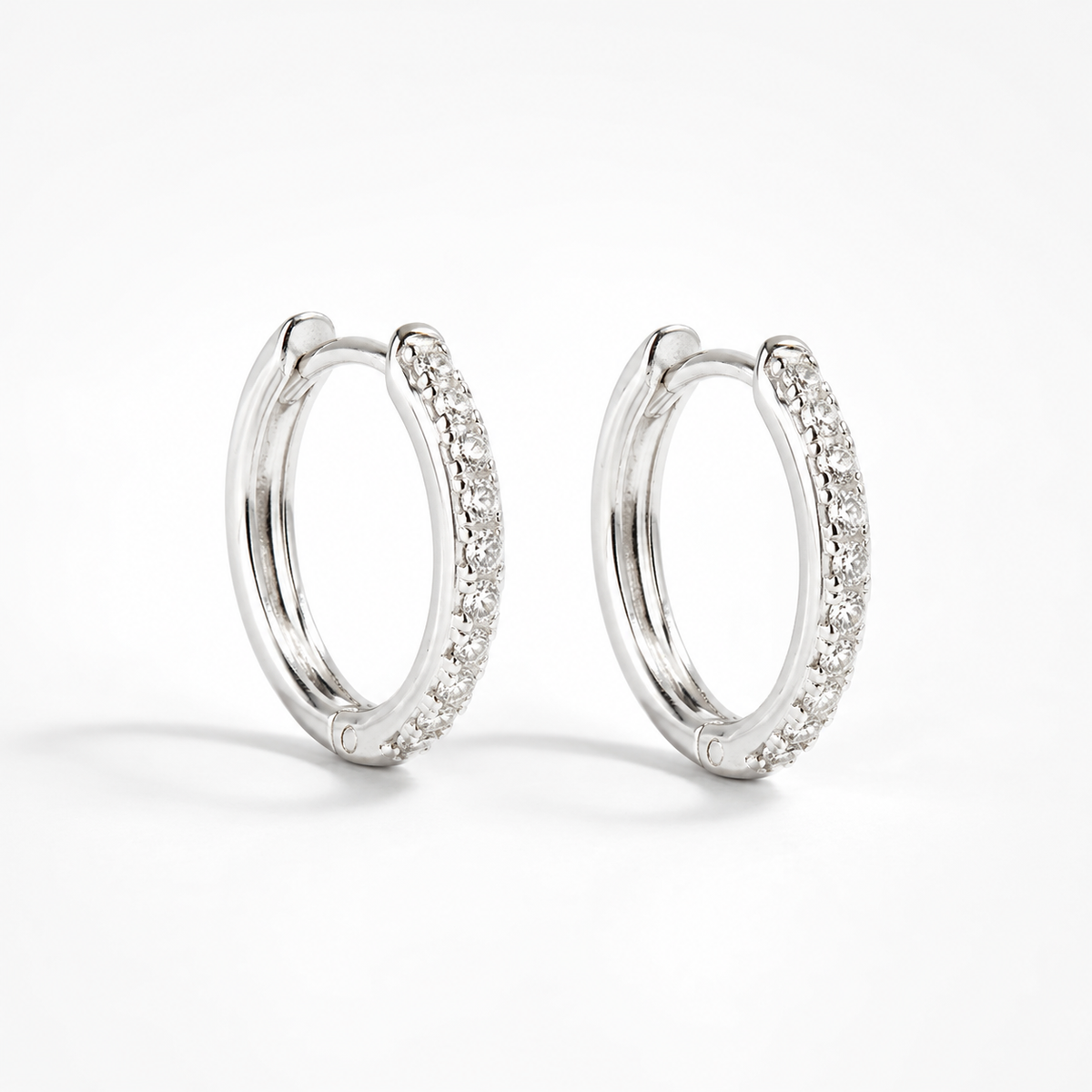 Manda - Small Pave Silver Huggies