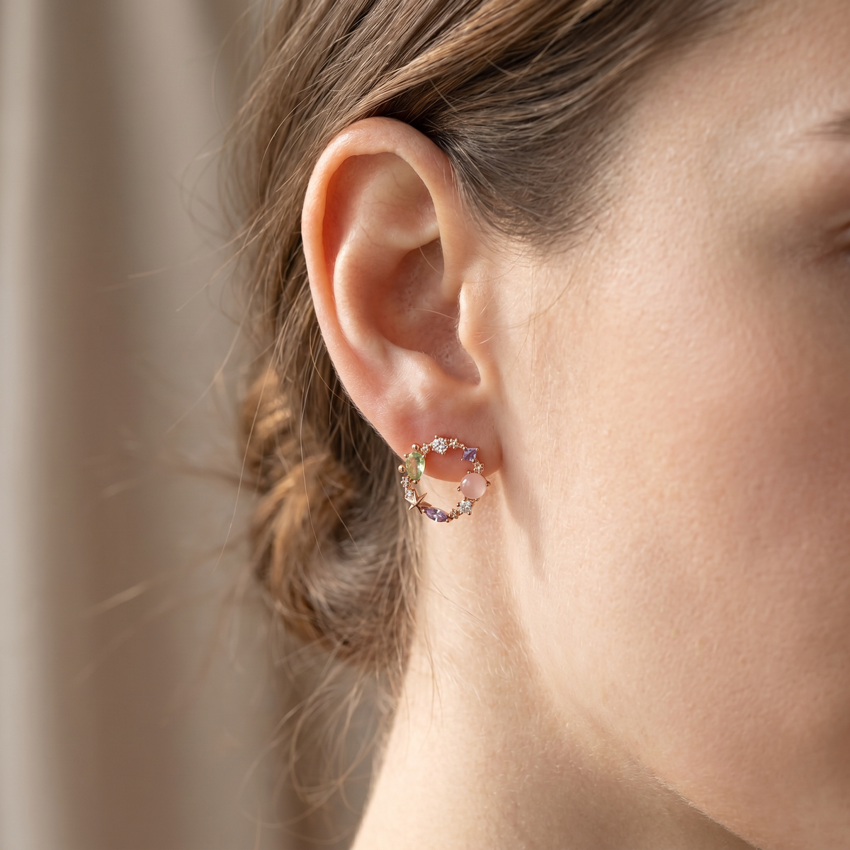 Florina – Flower Earrings crafted from Crystal and Rose Gold