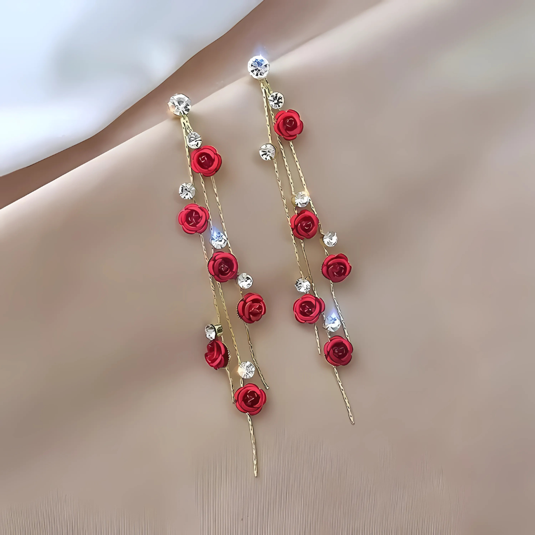 Floréa – Golden Earrings with Dropping Flowers