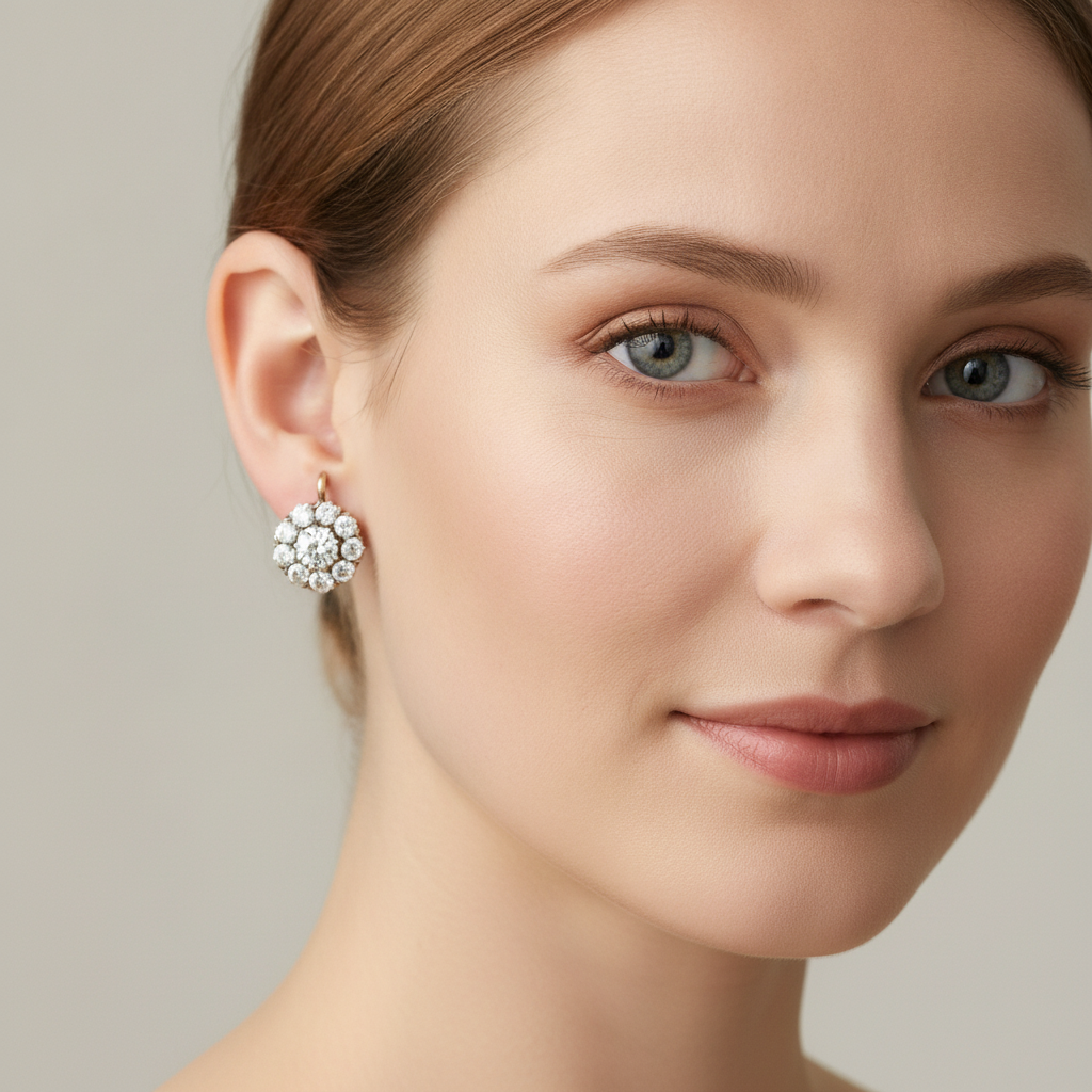 Clara – Retro Earrings in Gold with Set Stones