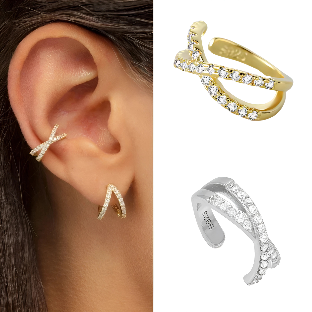 Noelle – Ear Clip with Double Layer and Diamonds