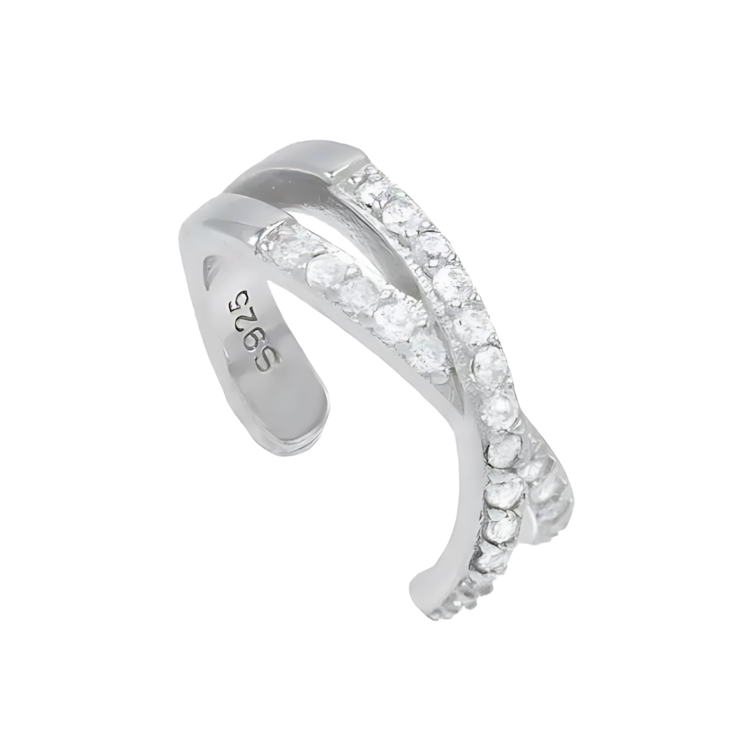 Noelle – Ear Clip with Double Layer and Diamonds