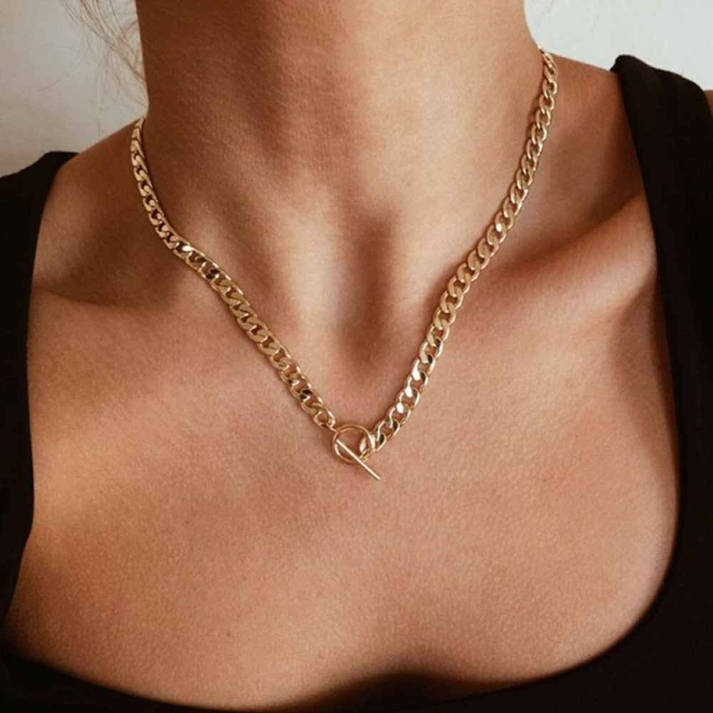 Dual Chain - Cuban and Pearl Necklace
