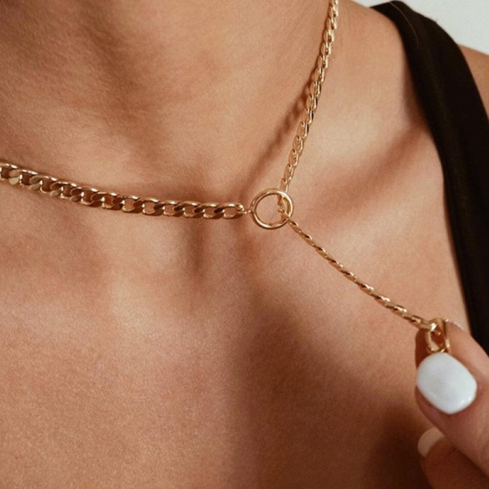 Dual Chain - Cuban and Pearl Necklace