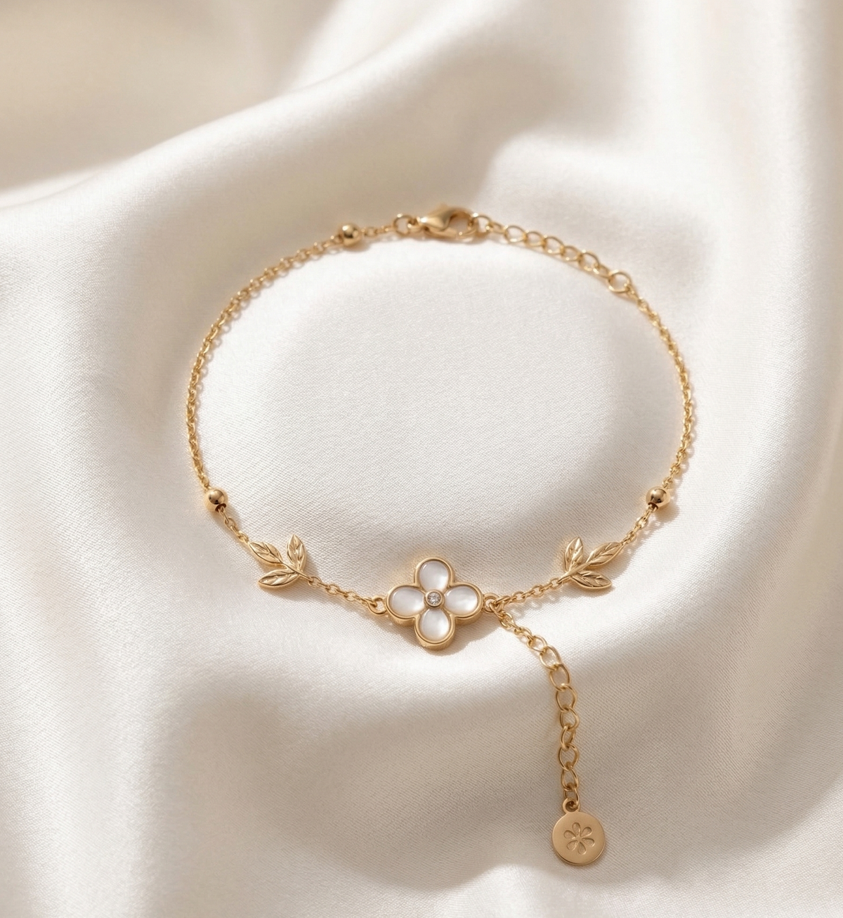 Gold Stainless Steel Flower Bracelet