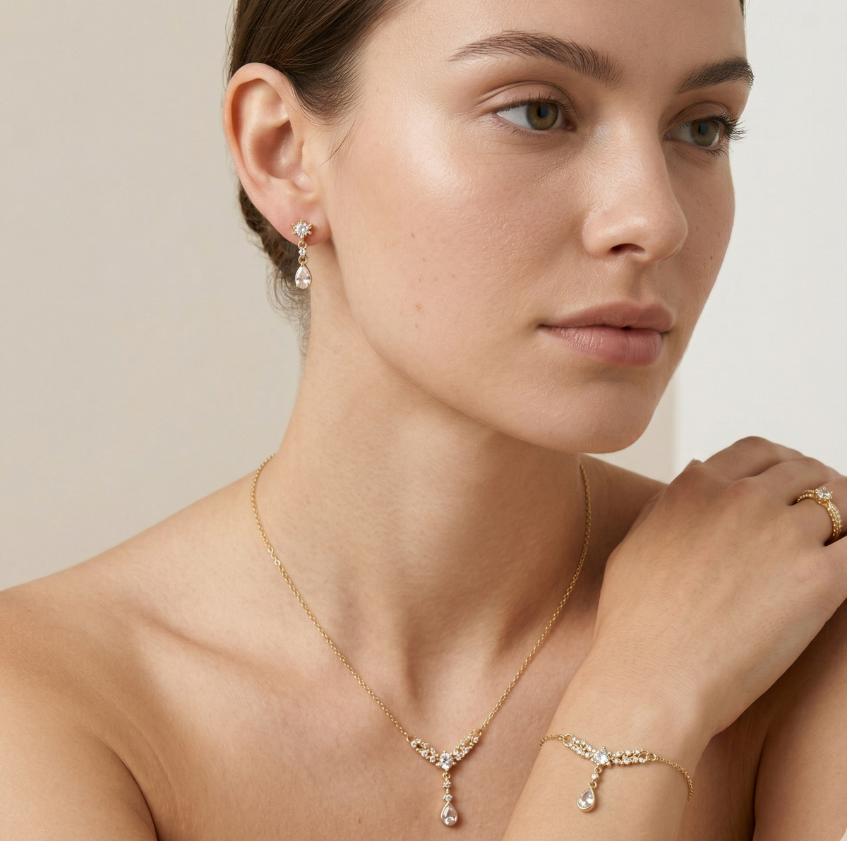Gold Stainless Steel Jewelry Set