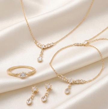 Gold Stainless Steel Jewelry Set