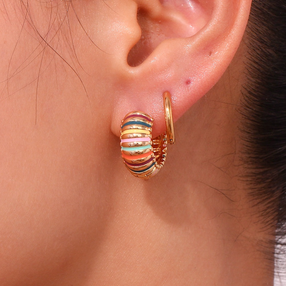 Chelsea – Golden Hoops with Colorful Stripes