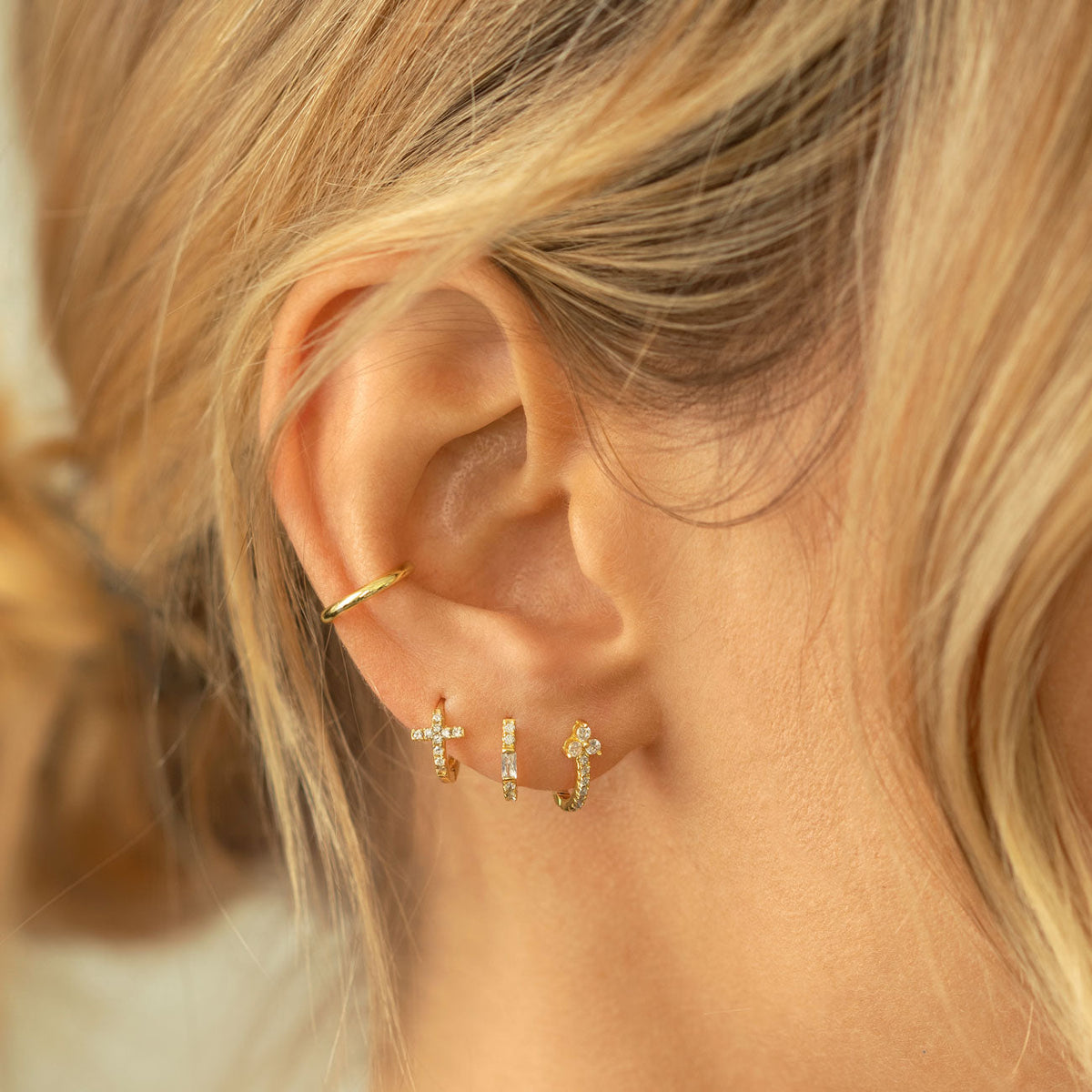 Baguette Earrings Featuring White Crystals