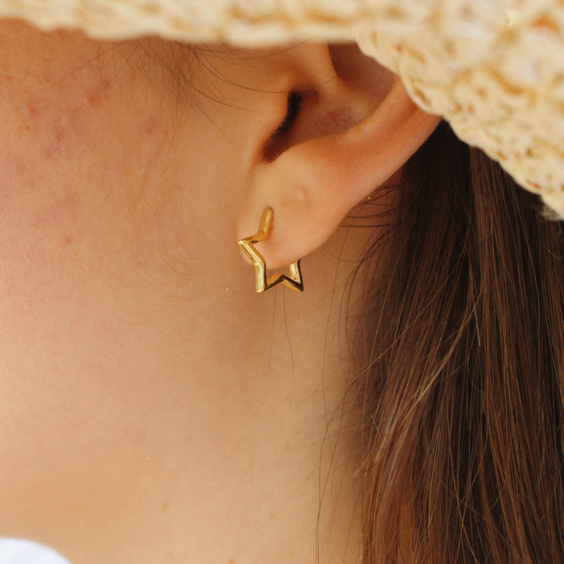 Star Huggie Earrings - Star Hoop