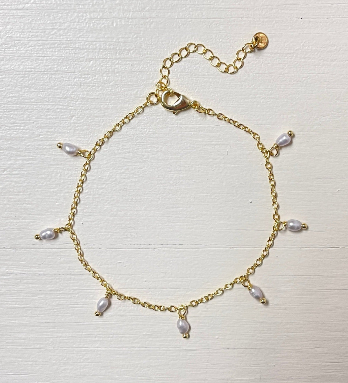 Gold Ankle Chain featuring Freshwater Pearls