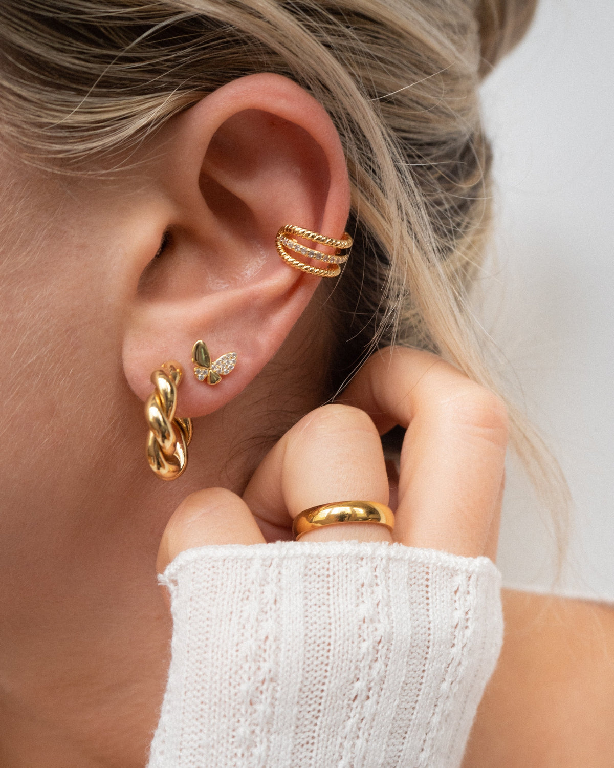 Pave Crystal Butterfly Ear Studs