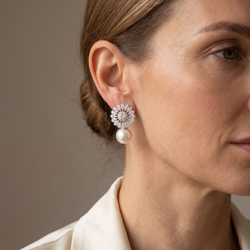 Fiona – Earrings featuring Pearl and Zircon for Women