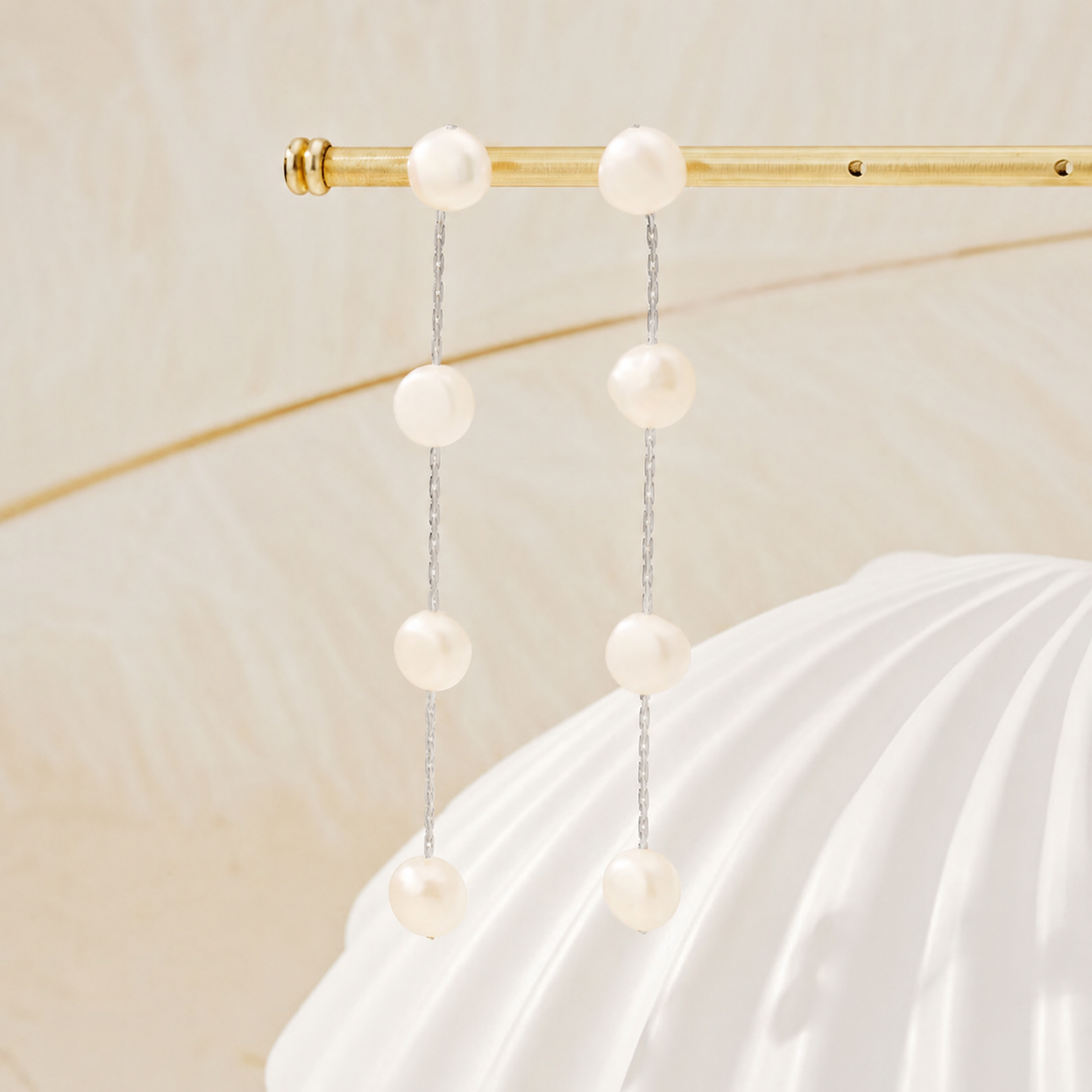 Statement Pearl Drop Earrings - Long Drop Style