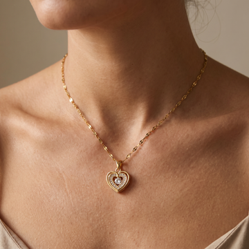 Double Layer Necklace with Love Heart Pendant