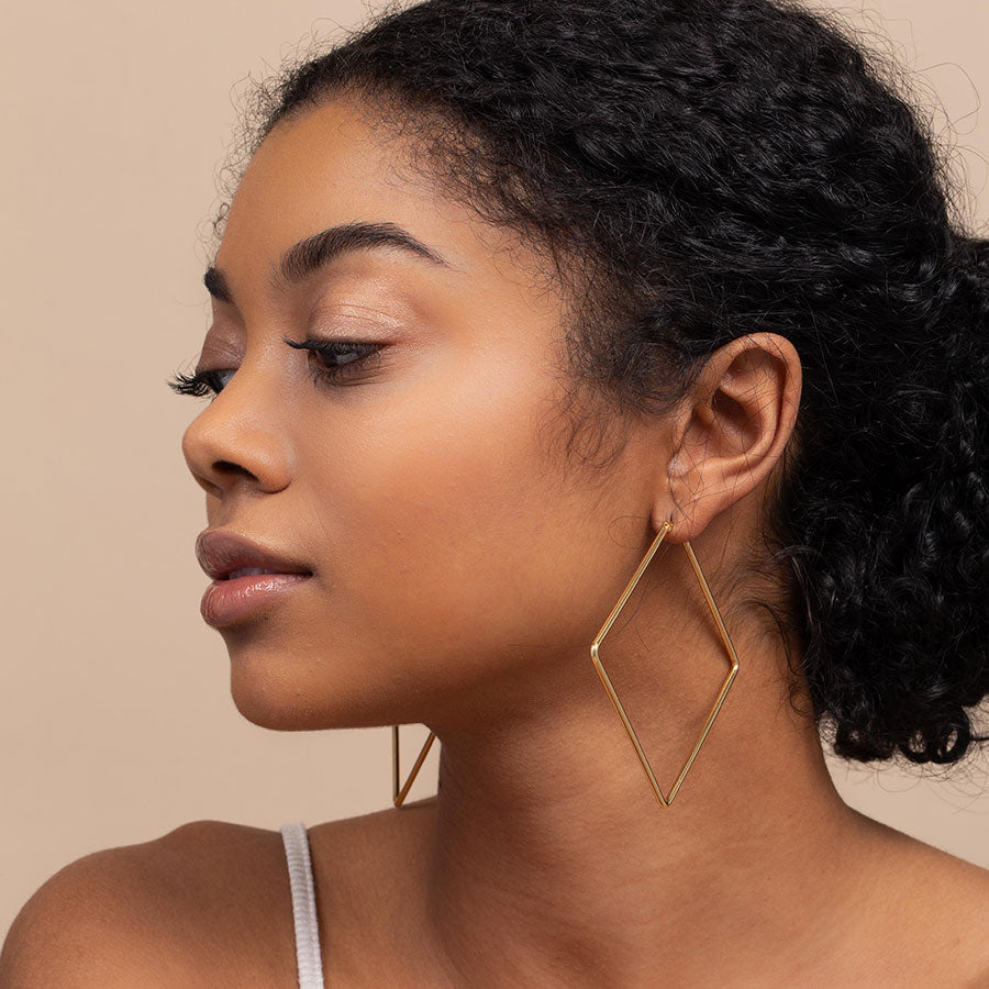 Square Geometric Earrings - Hoop Earrings