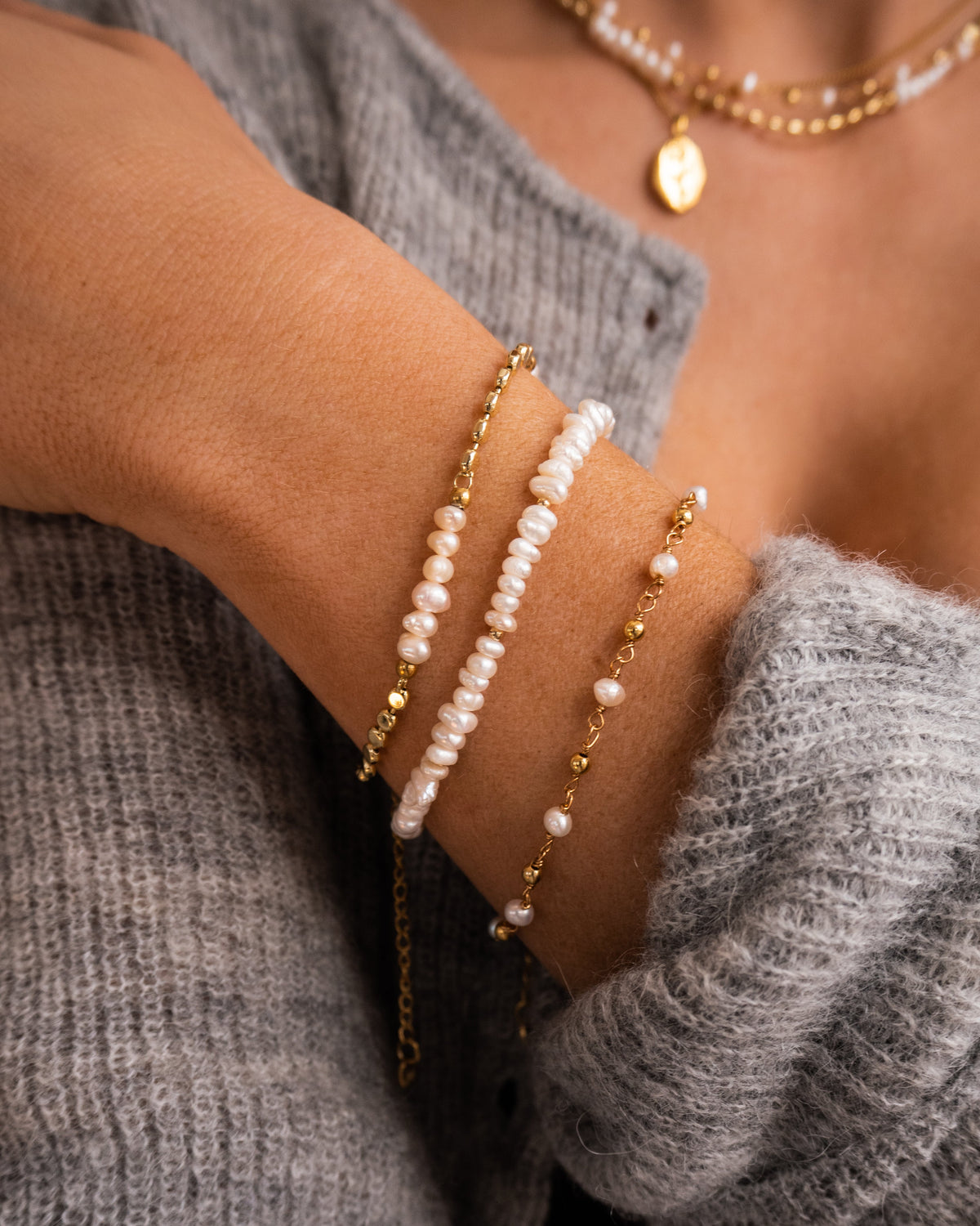 Siena - Disc Chain Pearl Bracelet
