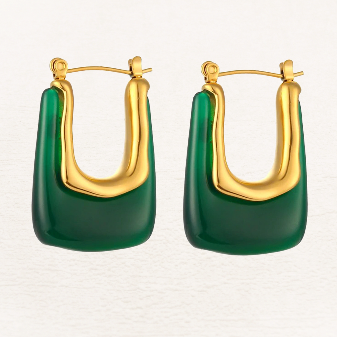 Eline – Rectangular Green Acrylic Earrings
