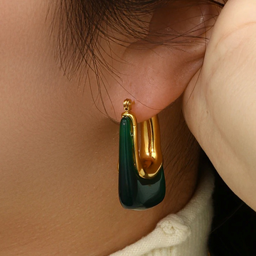 Eline – Rectangular Green Acrylic Earrings