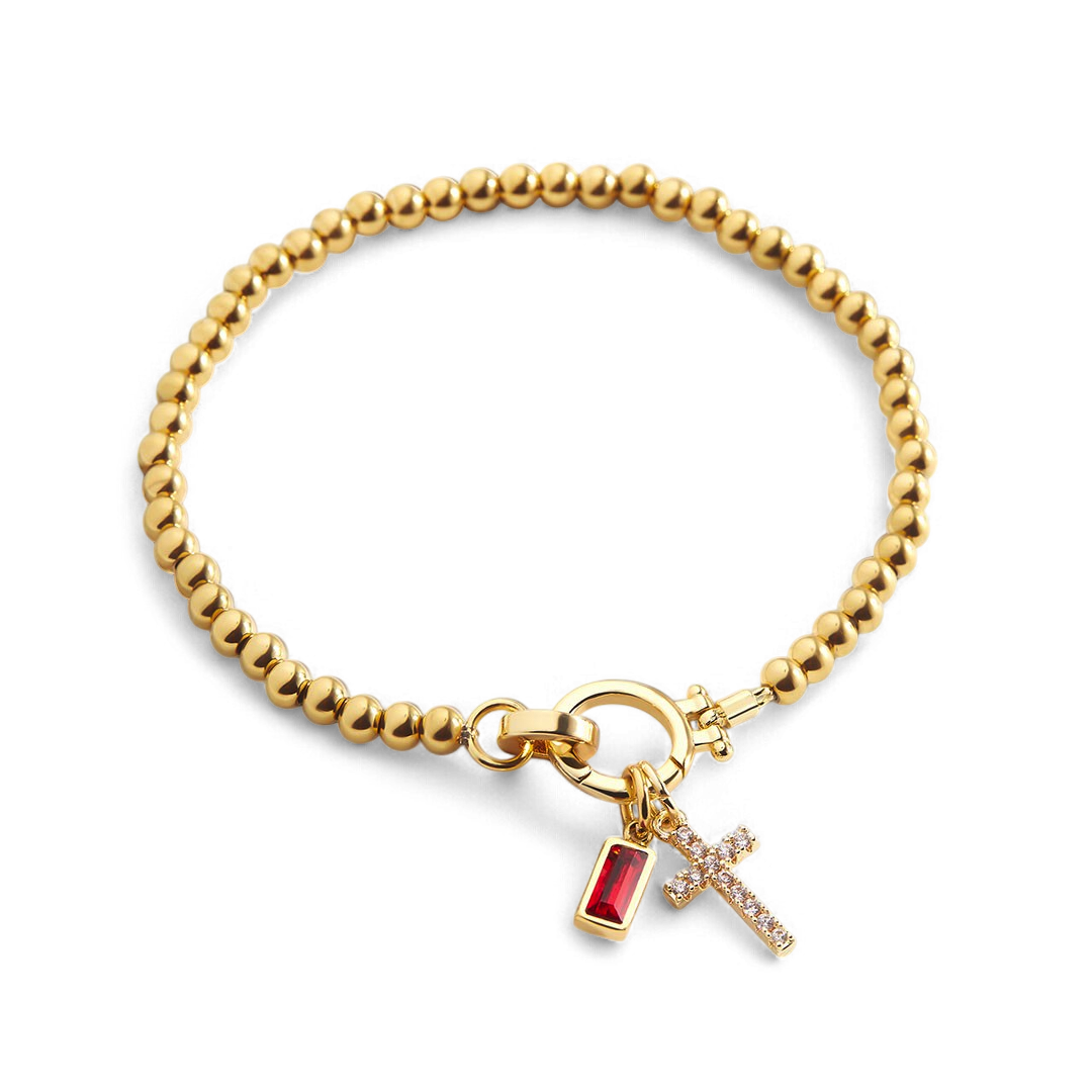 Eli – Birthstone Bracelet with Cross Pendant