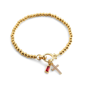 Eli – Birthstone Bracelet with Cross Pendant