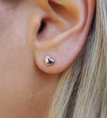 Mini Heart Stud Earrings crafted from Silver