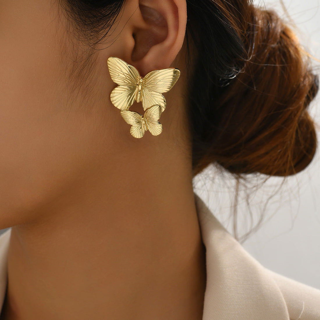 Mariah - Gold Earrings Featuring Butterfly Design