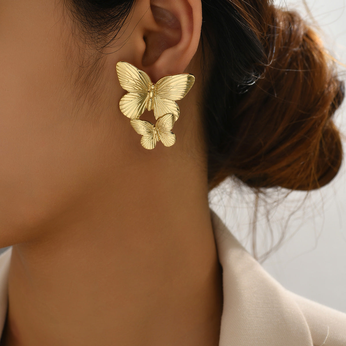 Mariah - Gold Earrings Featuring Butterfly Design