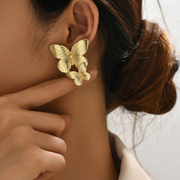 Mariah - Gold Earrings Featuring Butterfly Design