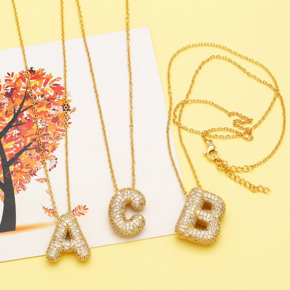 Dazzling Bubble Necklace - Set with Zirconia Letter