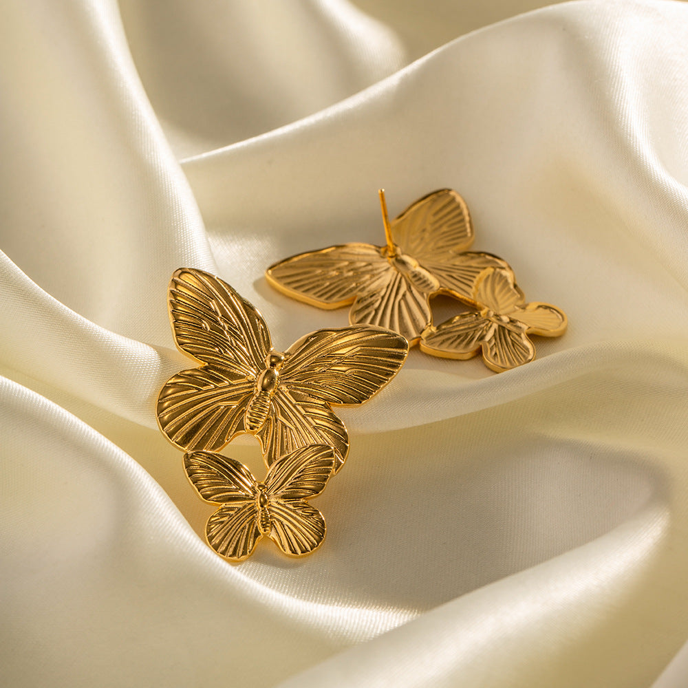 Mariah - Gold Earrings Featuring Butterfly Design