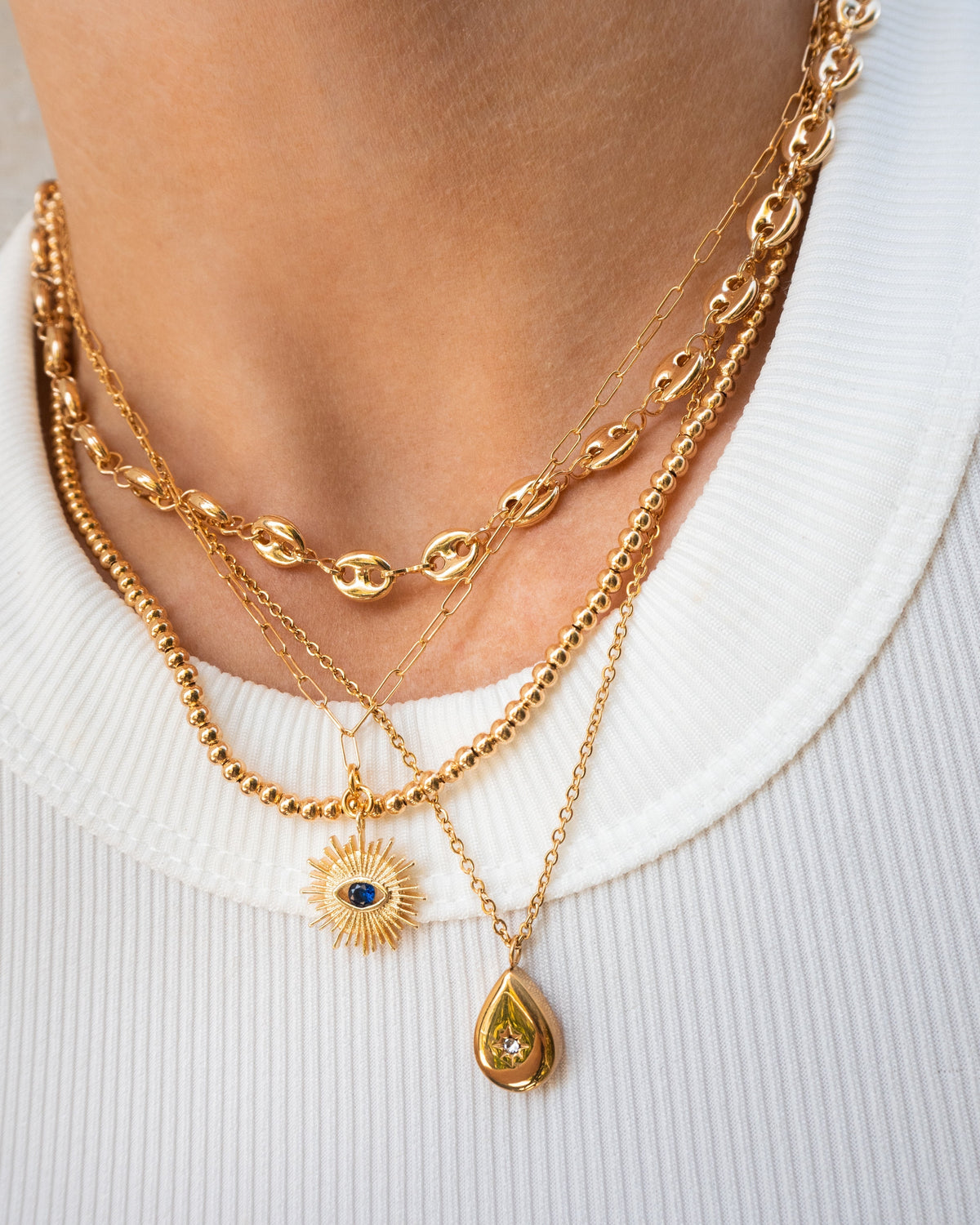 Layered Oval Chain Necklace