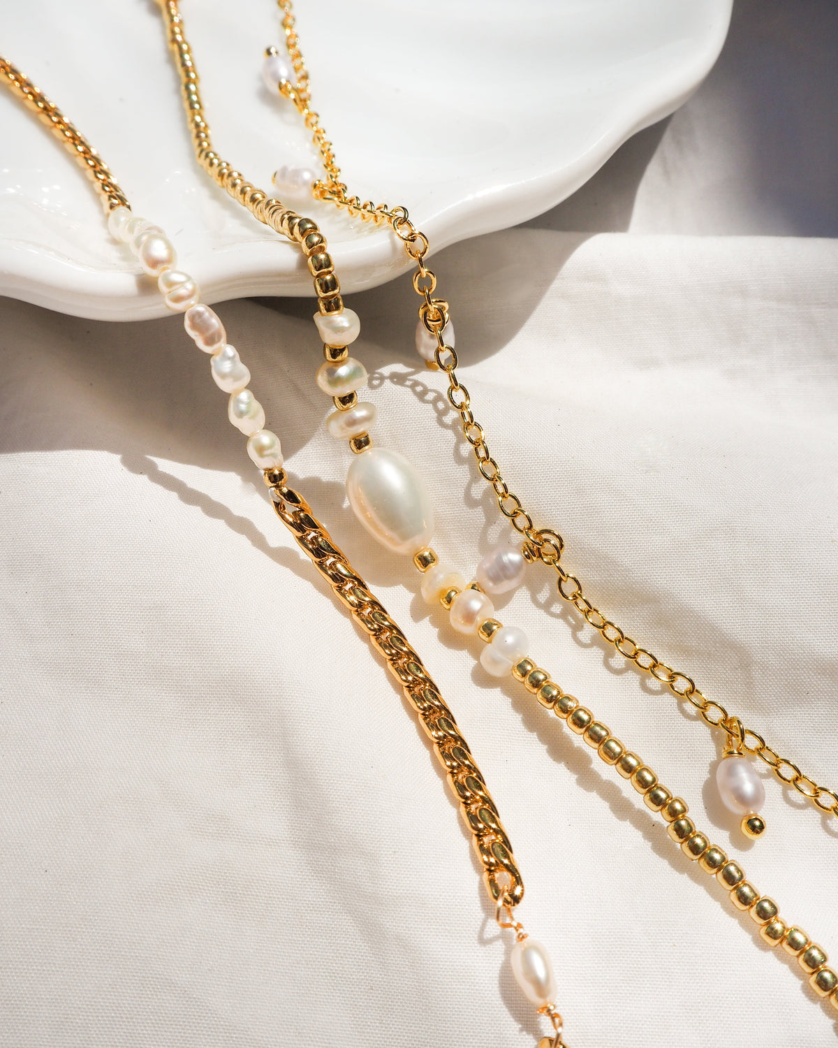 Gold Ankle Chain featuring Freshwater Pearls
