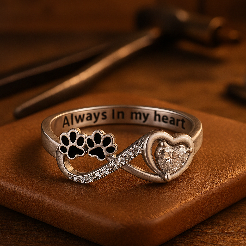 Haruko – Ring Featuring Small Dog Paw Prints