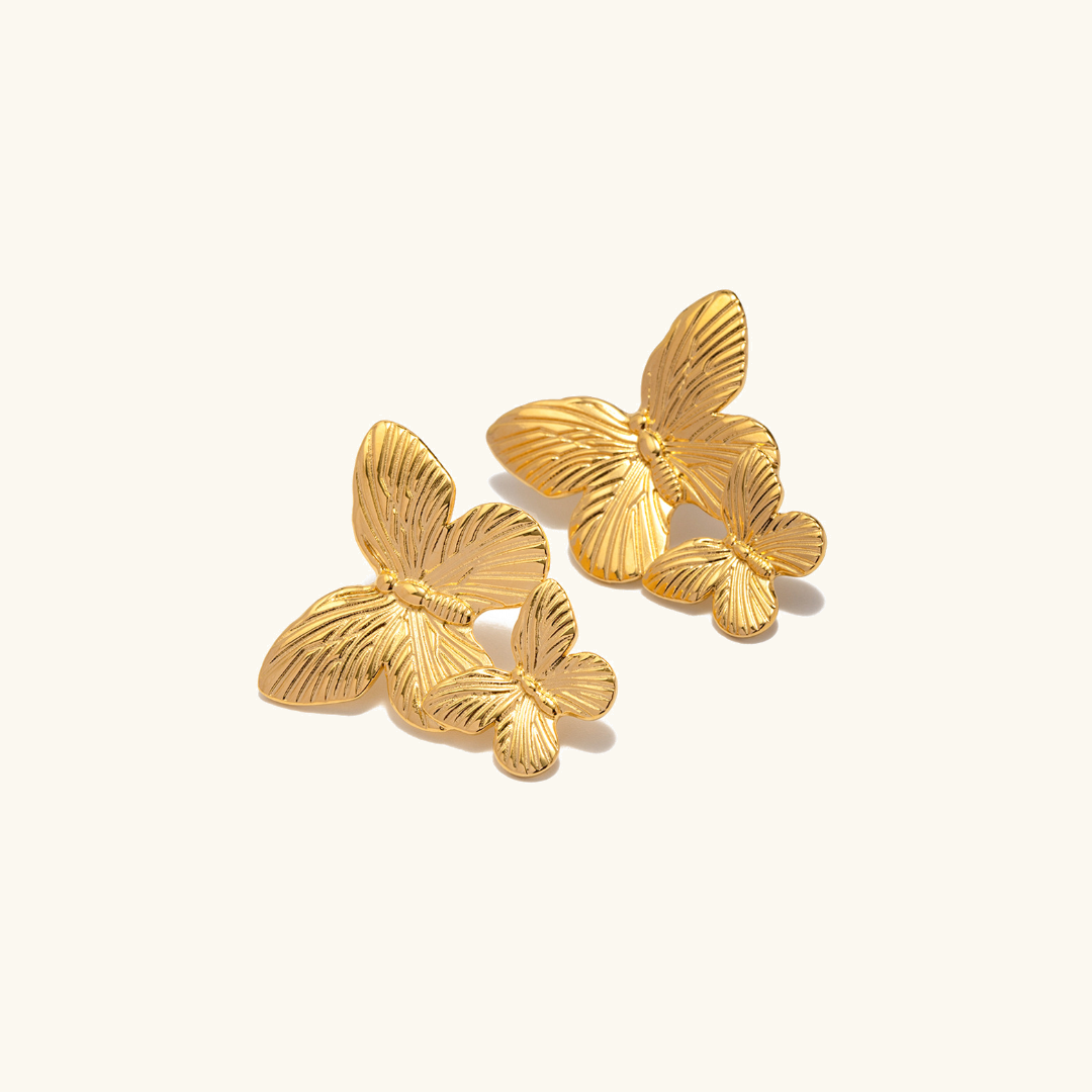 Mariah - Gold Earrings Featuring Butterfly Design