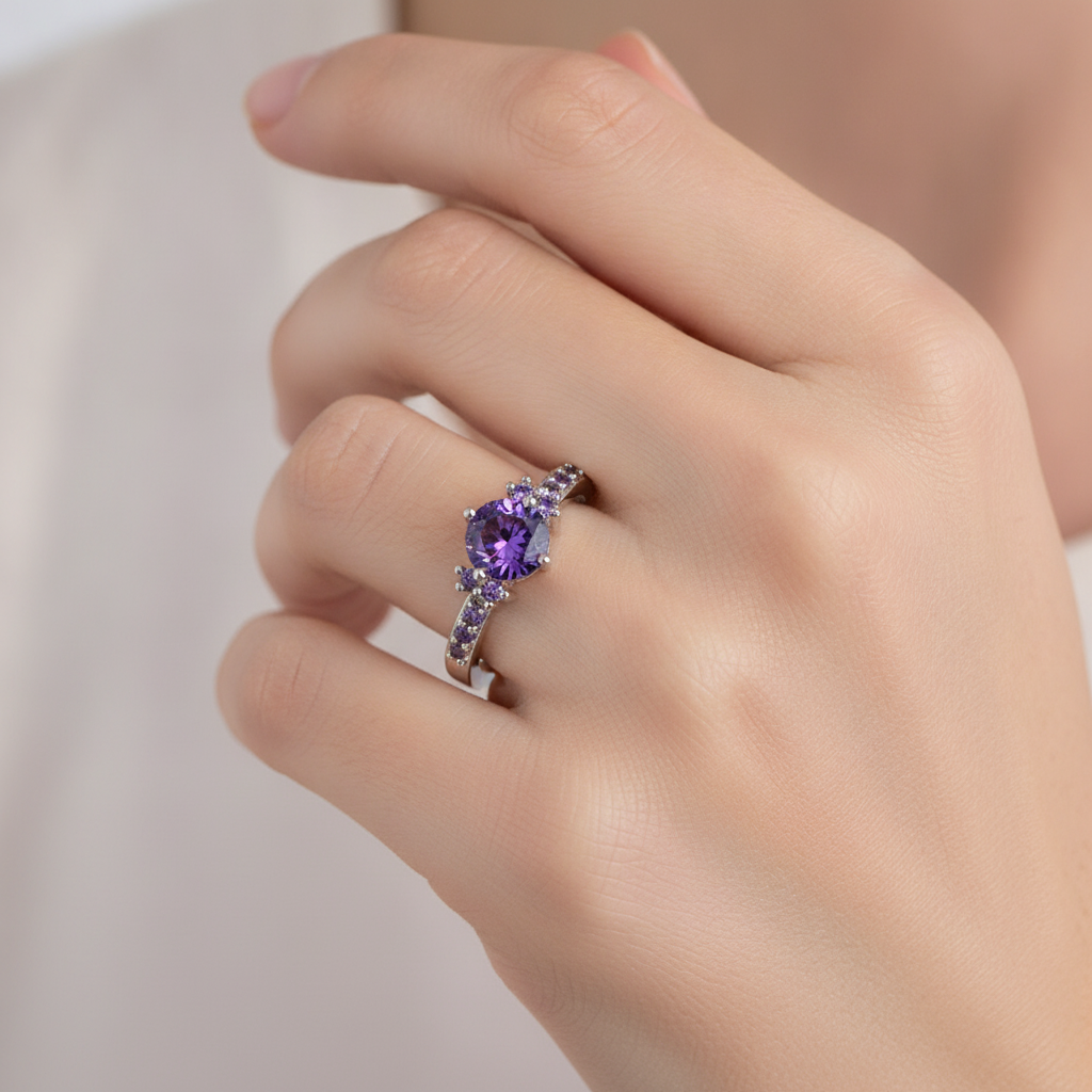 Coralie – Amethyst Violet Ring