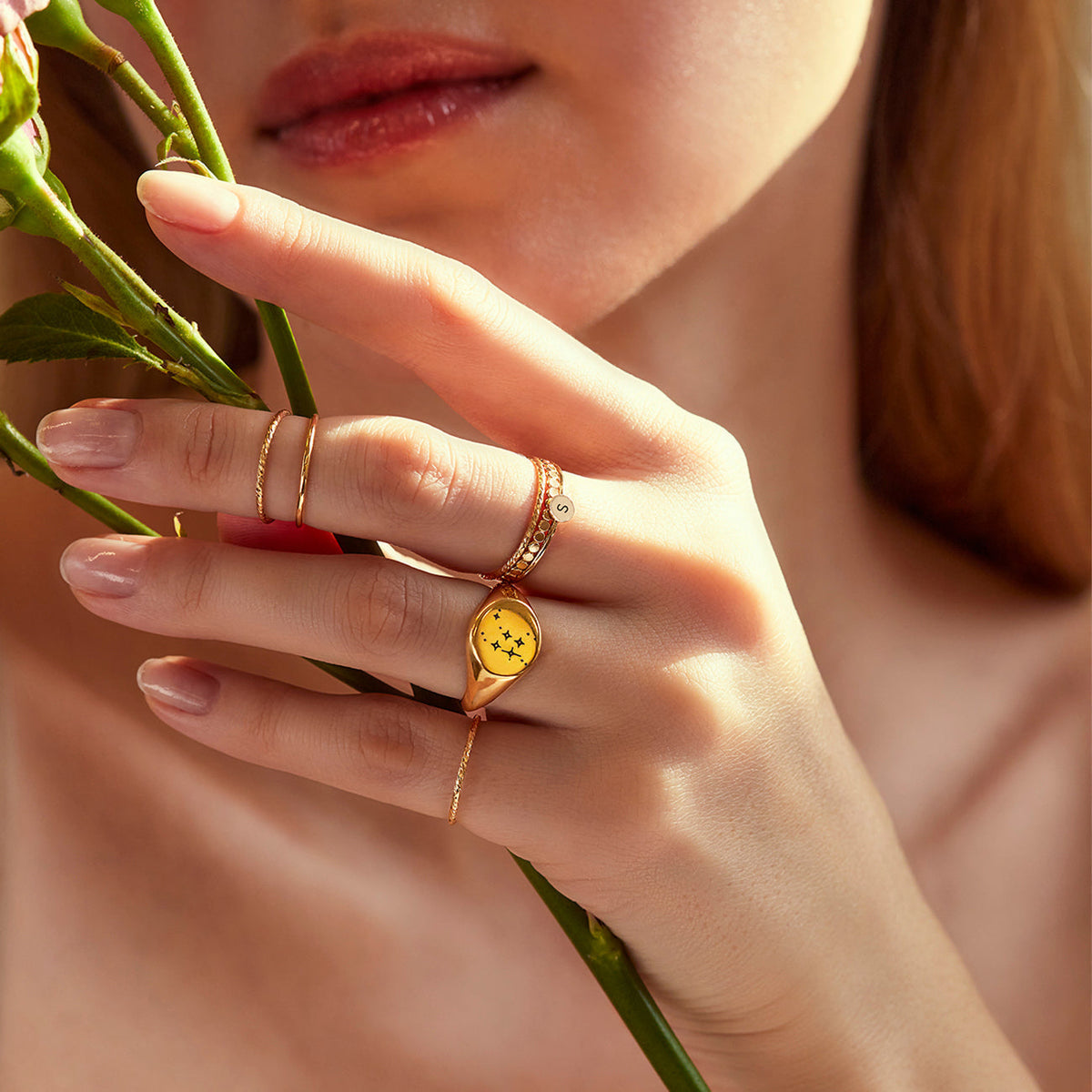 Luna - Flat Ring with Pearls