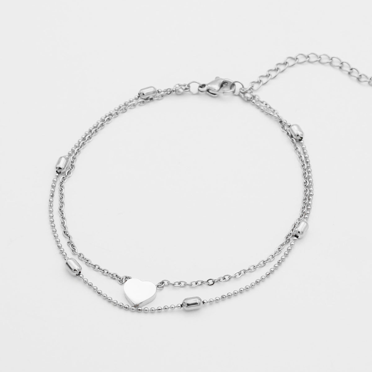 Raisa – Double Anklet with Hearts and Pearls