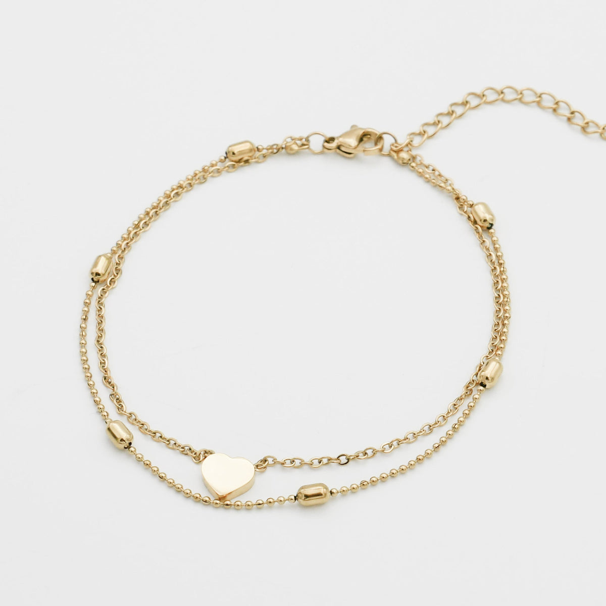 Raisa – Double Anklet with Hearts and Pearls