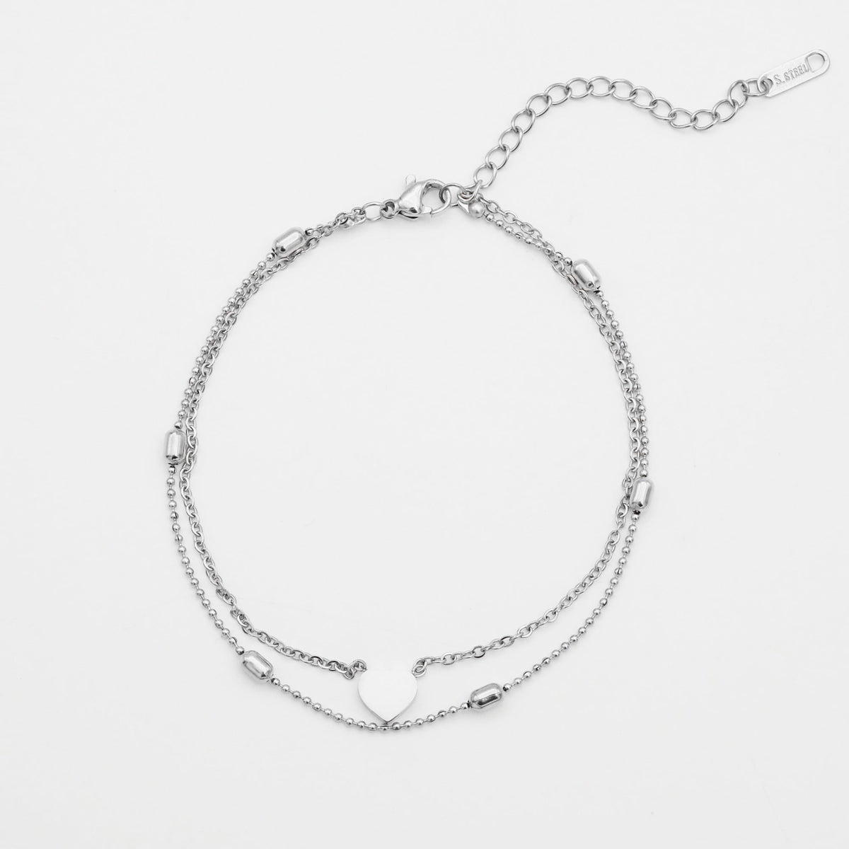 Raisa – Double Anklet with Hearts and Pearls