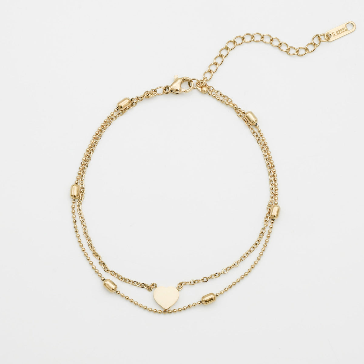 Raisa – Double Anklet with Hearts and Pearls