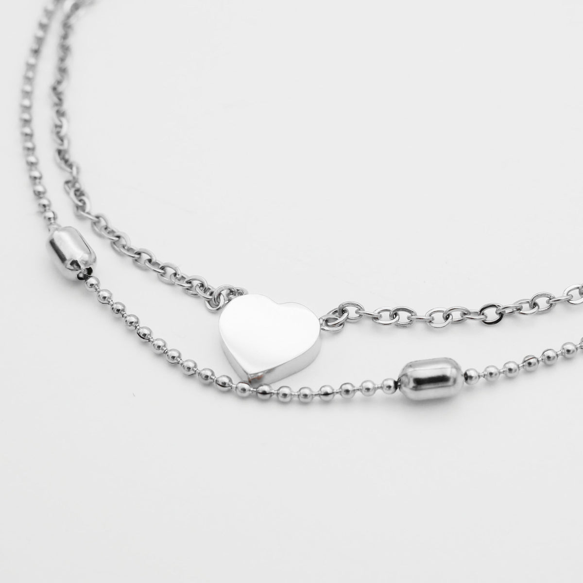 Raisa – Double Anklet with Hearts and Pearls